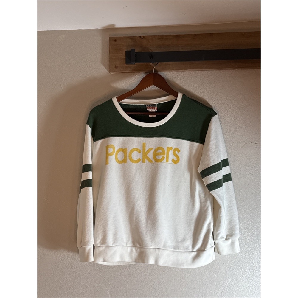 Green Bay Packers Junk‎ Food Sweatshirt Women's Large White Green Colorblock